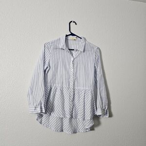 Love Notes Blue and White Striped Button Down Shirt